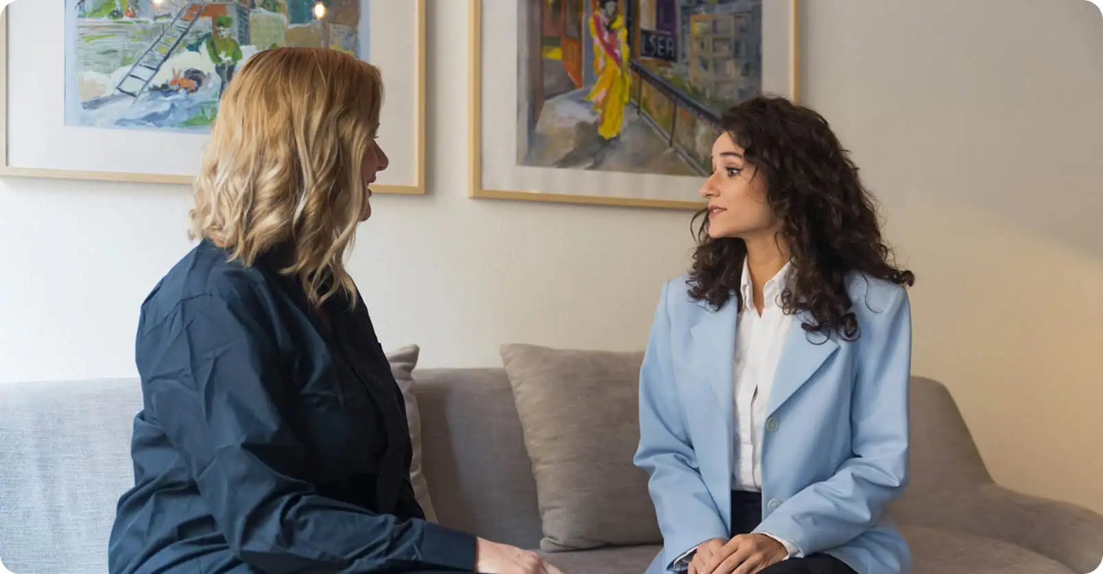 Therapist and patient discussing mental health in a counseling session.