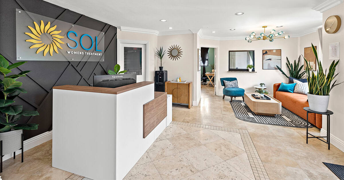 The reception area at Sol Women's Treatment in Riverside, California